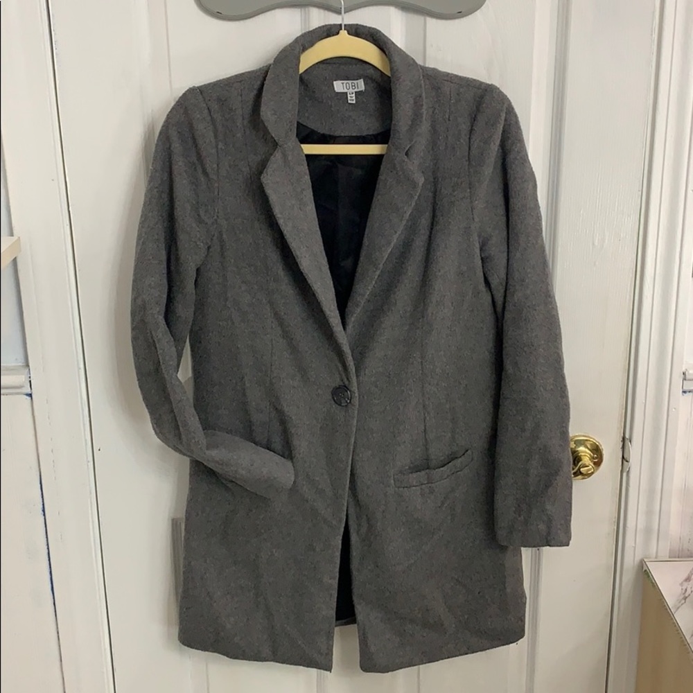 Wool blend Felt jacket button front with pockets